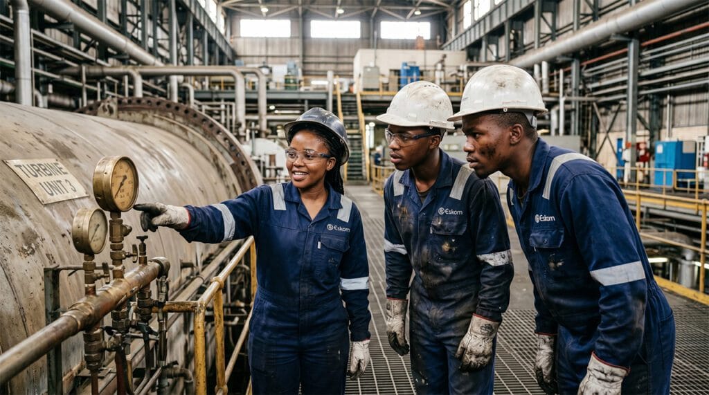 Eskom Plant Maintenance Learnership 2026 engineering trainees working
