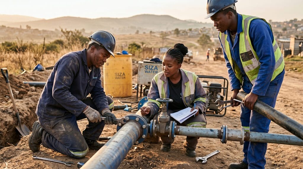 Young South Africans training in Siza Water Plumber Learnership 2026
