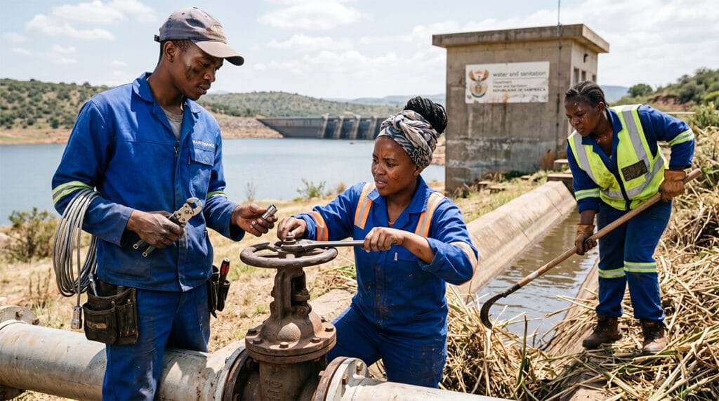 Young workers maintaining infrastructure for Water and Sanitation General Worker Jobs 2026